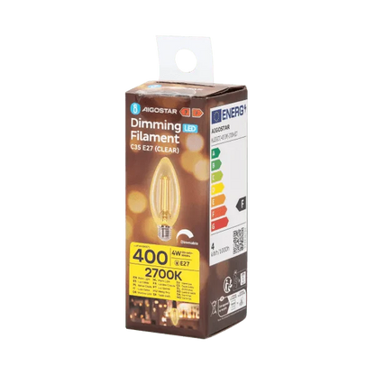 LED kaarslamp E27 dimbaar warmwit 2700K - 4W 400 lumen - helder glas