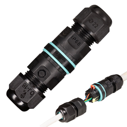 Comnox - Kabelverbinder I connector - Veilig & waterdicht voor binnen & buiten - IP68 - 5 tot 10 mm - zwarte connector