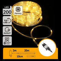 Comnox - LED lichtstring buis warmwit - 23 meter met timer - IP44
