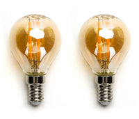 Comnox - Kogellamp E14 LED - Warm wit sfeerlamp voor binnen & buiten - 4W LED - 2200K amber glas - 2 stuks