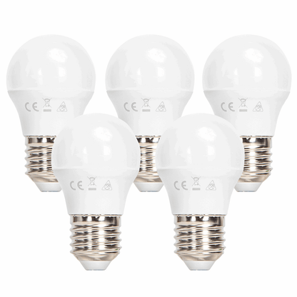 Kogellamp 5 stuks koelwit - grote fitting | E27 LED lamp 6W~510Lm=42W traditionele verlichting | 4000K - 230V