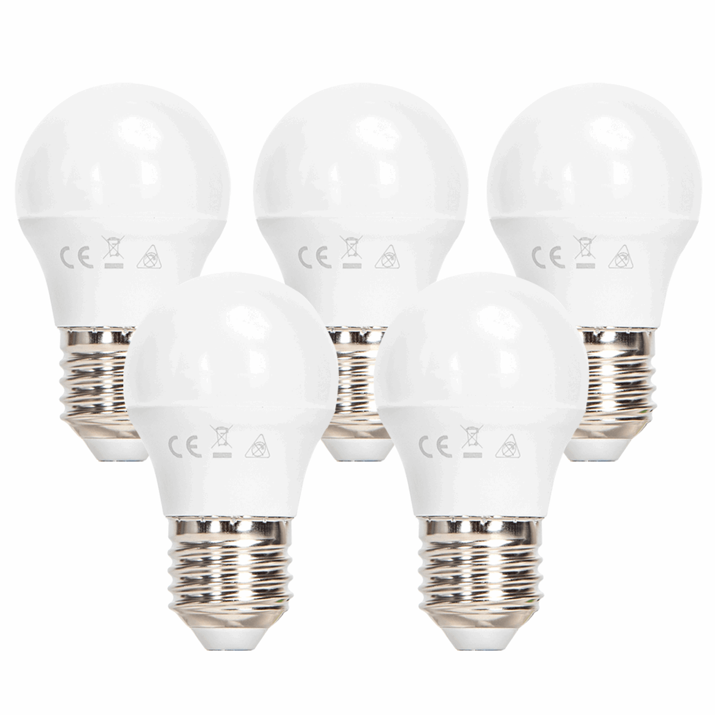 Kogellamp 5 stuks daglichtwit - grote fitting | E27 LED lamp 6W~510Lm=42W traditionele verlichting | 6500K - 230V