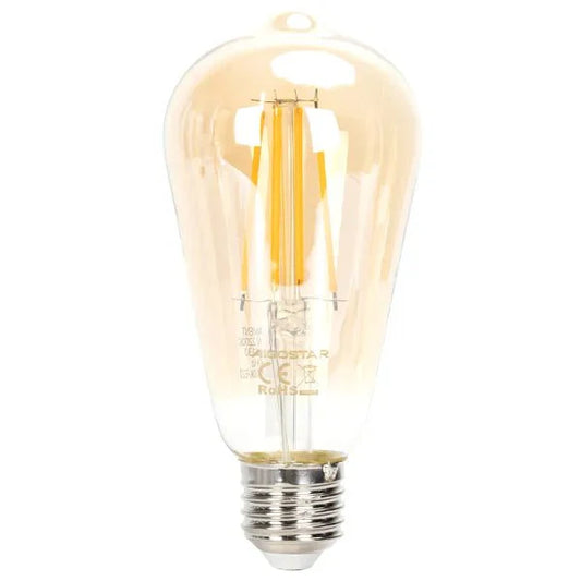 Comnox - Kooldraadlamp E27 dimbaar flame warmwit ST64 led filament 6W 2200K amber glas