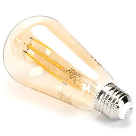Comnox - Kooldraadlamp E27 dimbaar flame warmwit ST64 led filament 6W 2200K amber glas