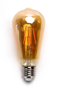 Comnox - Kooldraadlamp E27 Edison ST64 - Comfortabel licht - Duurzaam ontwerp - 4W LED - 2200K FLAME filament - amber glas