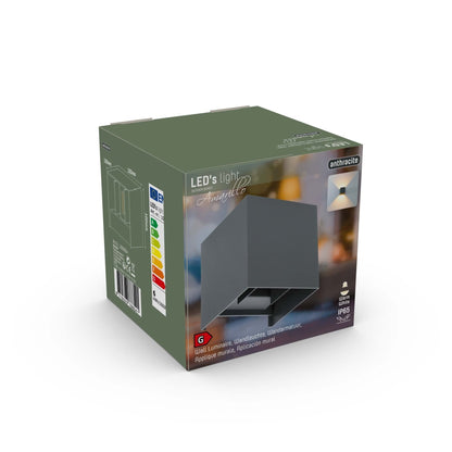 LED's Light Kubus LED Wandlamp voor buiten - Omhoog&Omlaag licht - IP65 - Antraciet