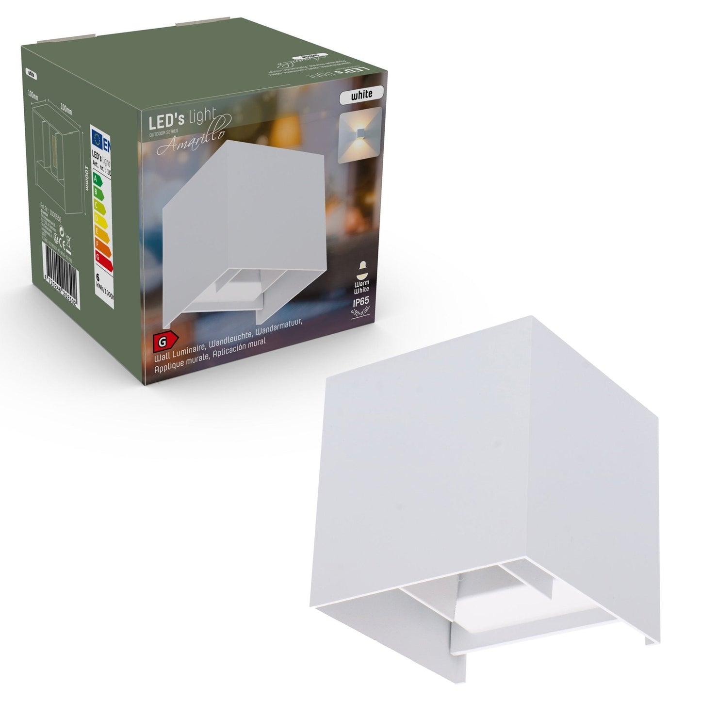 LED's Light Kubus LED Wandlamp voor buiten - Omhoog&Omlaag licht - IP65 - Wit