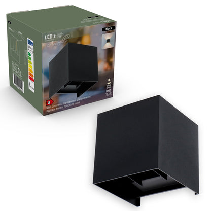 LED's Light Kubus LED Wandlamp voor buiten - Omhoog&Omlaag licht - IP65 - Zwart