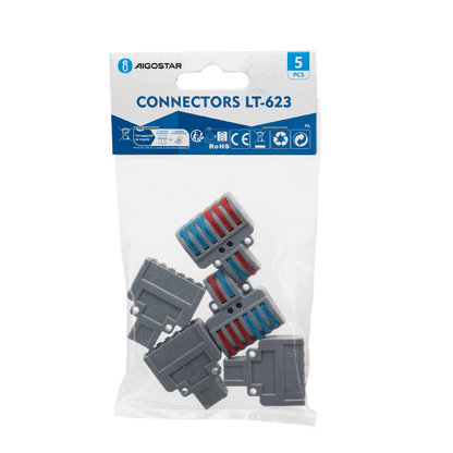 Lasklem set 5 stuks - LT-623 2-in-6-uit verbindingsklem 0.08-4mm²  | IP20 hersluitbaar