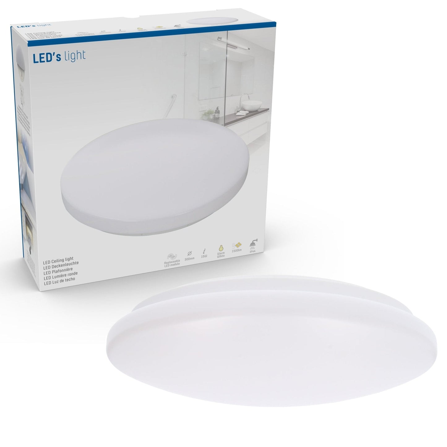 Comnox - LED's Light Universele Plafondlamp 1500 - Spatwaterbestendig voor Badkamer - 30 cm