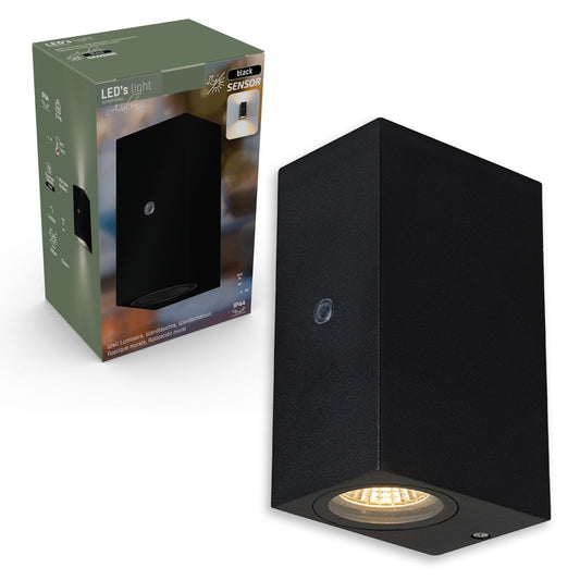 NØRD Up&Down - LED's Light LED Buitenlamp met sensor - IP44 waterdicht - GU10 fitting - Model Napoli - Zwart