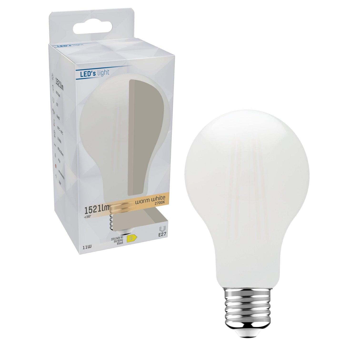 LED Lamp melk glas E27 - 11W vervangt 100W - 1521 lm - Warm wit
