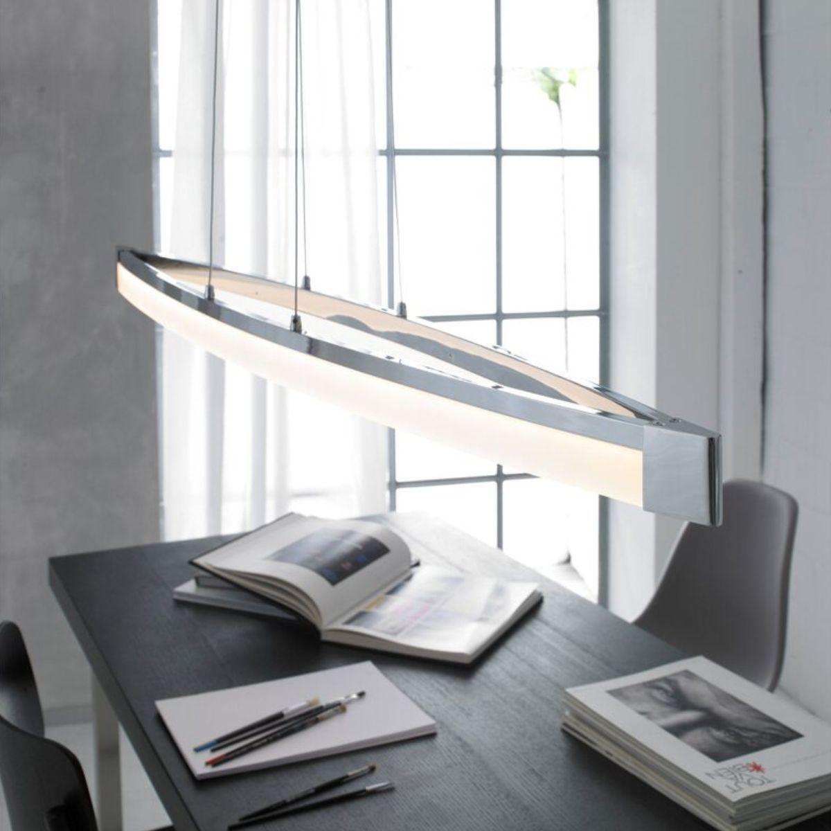 LED Hanglamp V linear - Dimbaar warm wit licht - In hoogte verstelbaar - Zilver