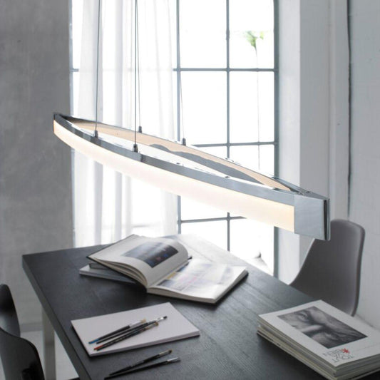 LED Hanglamp V linear - Dimbaar warm wit licht - In hoogte verstelbaar - Zilver