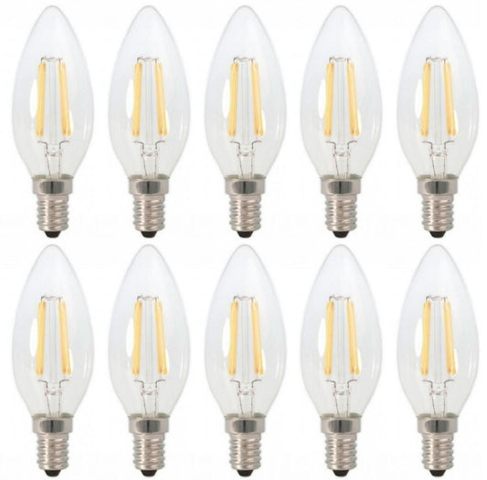 LED kaarslamp E14 warmwit 2700K - 4W - filament helder glas - 10 stuks