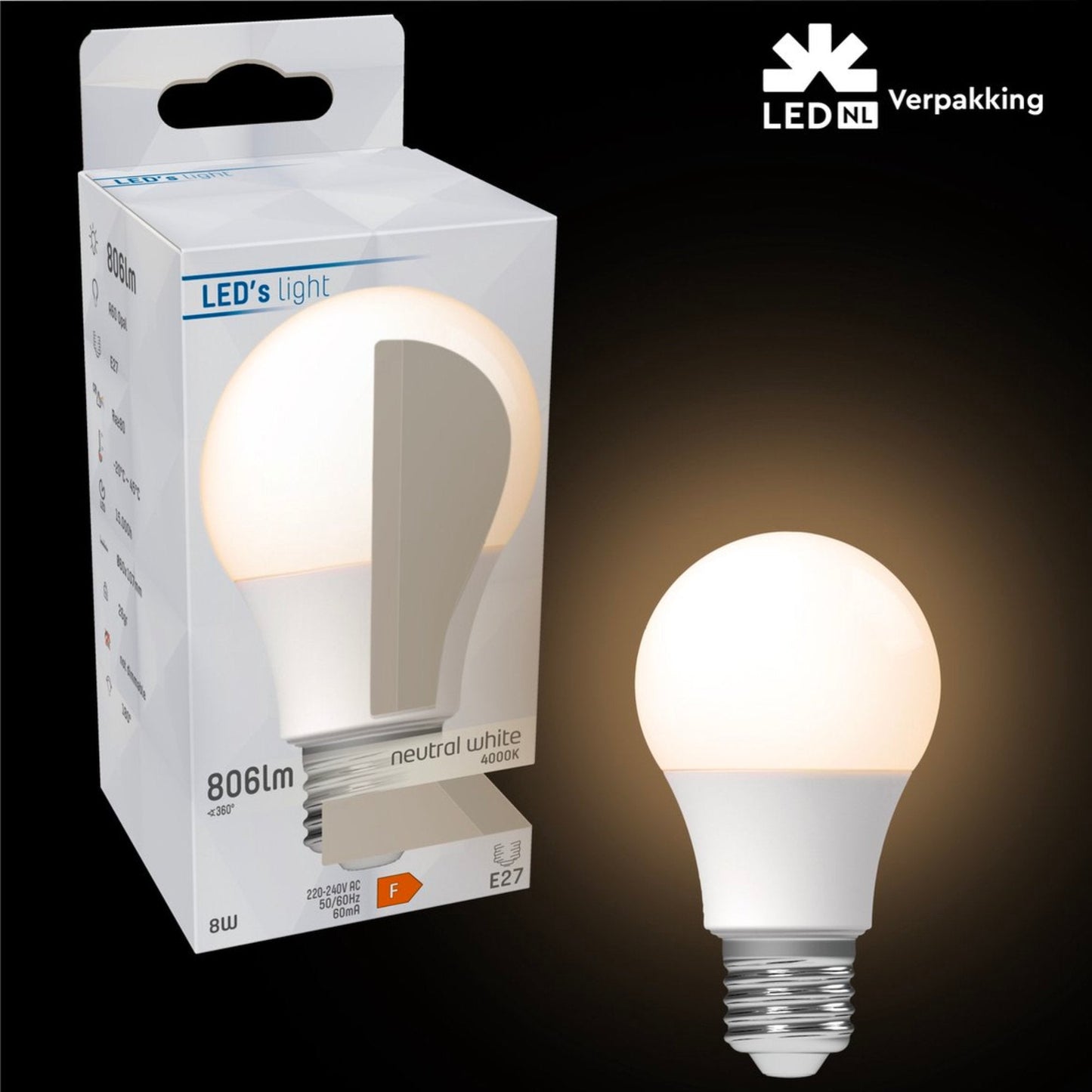 LED Lamp E27 - 806 lm - Koud wit licht - 1 lamp