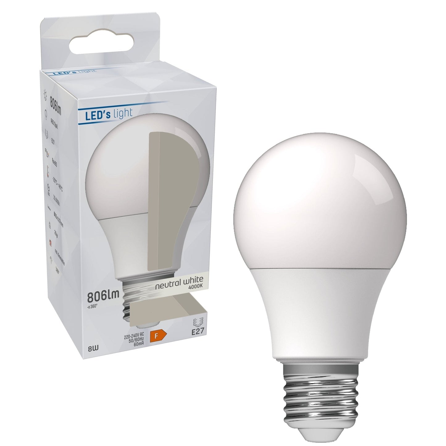 LED Lamp E27 - 806 lm - Koud wit licht - 1 lamp