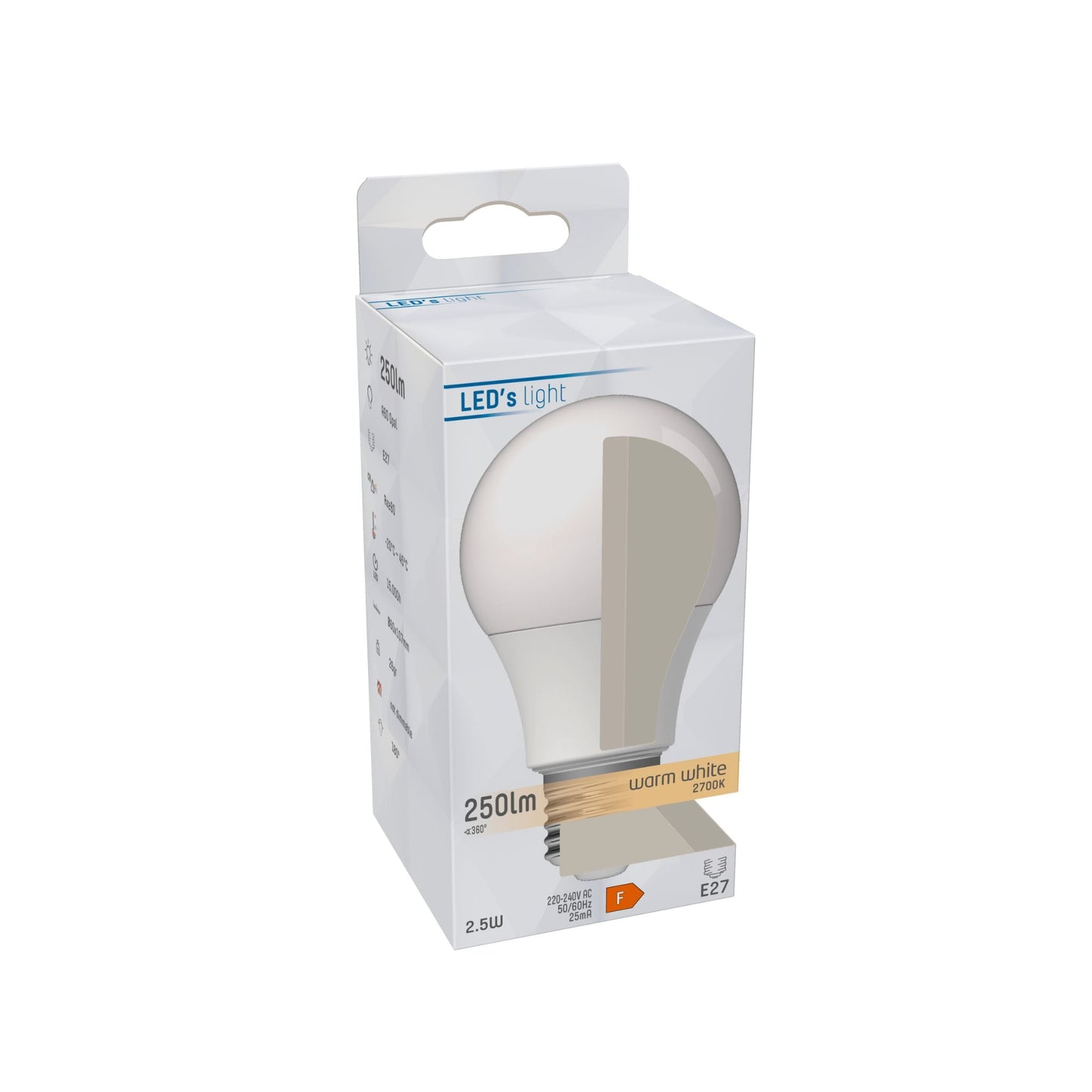 LED Lamp E27 - Mat - Warm wit - 2.5W vervangt 25W