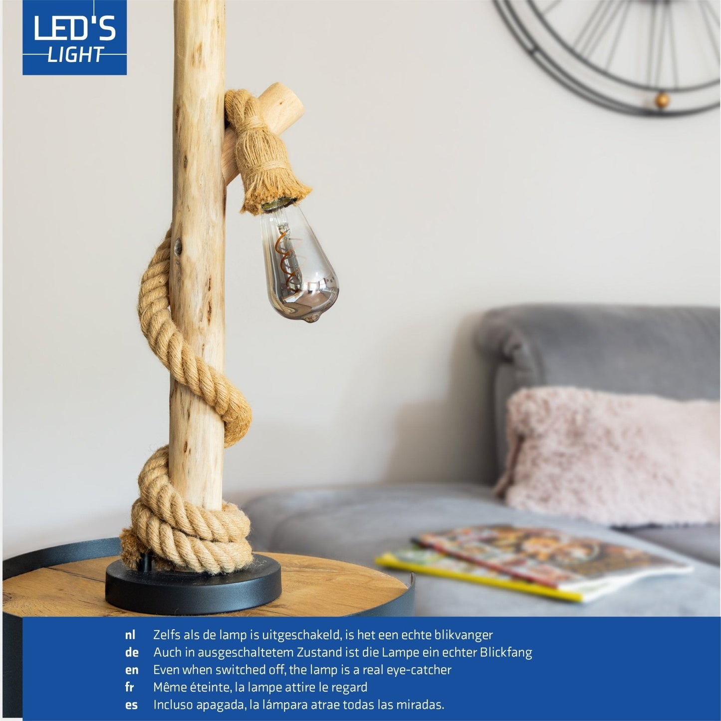 LED Lamp smokey E27 - Nostalgisch retro - Dimbaar warm wit licht - Edison ST64