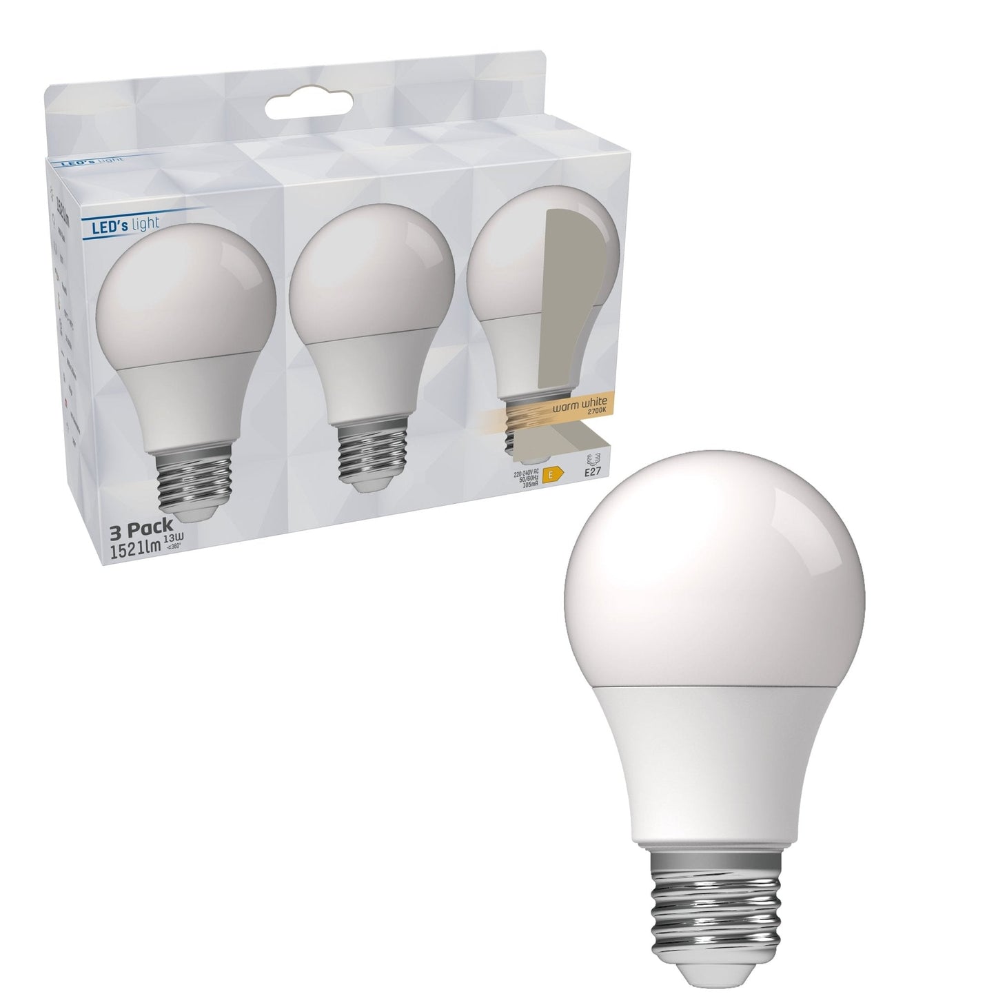 LED Lampen E27 - 1521 lm - Warm wit licht - 3 lampen