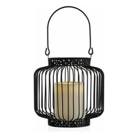 Comnox - LED Lantaarn basket - Sfeervolle draadloze verlichting - Zwart metaal