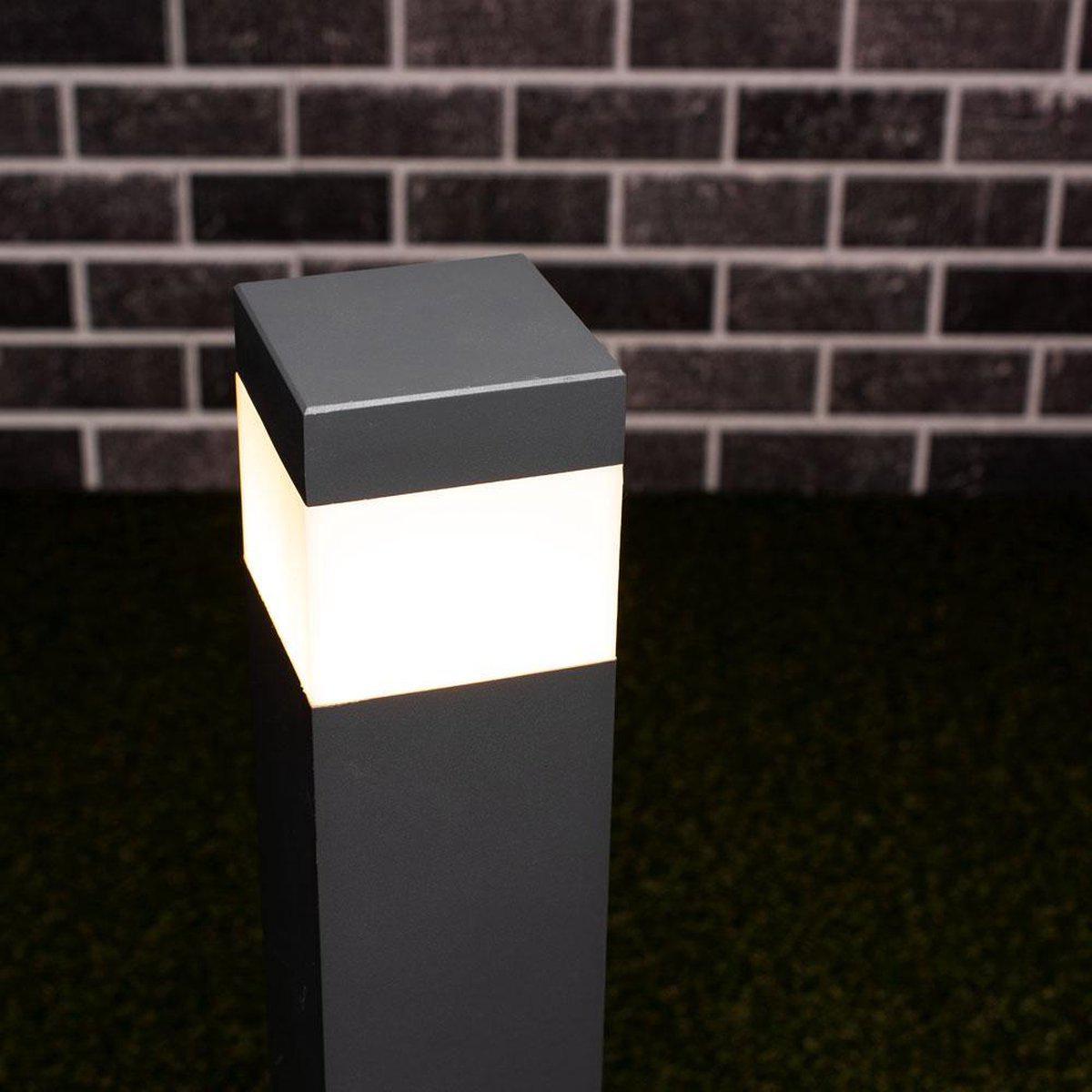 Comnox - LED Lantaarnpaal Mat met E27 fitting - Duurzaam licht voor buiten - 15 jaar levensduur - IP44 - aluminium - 76 cm - grijs