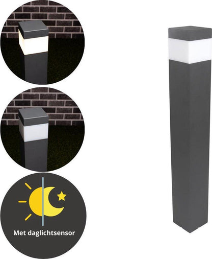 Comnox - LED Lantaarnpaal Mat met E27 fitting - Duurzaam licht voor buiten - 15 jaar levensduur - IP44 - aluminium - 76 cm - grijs