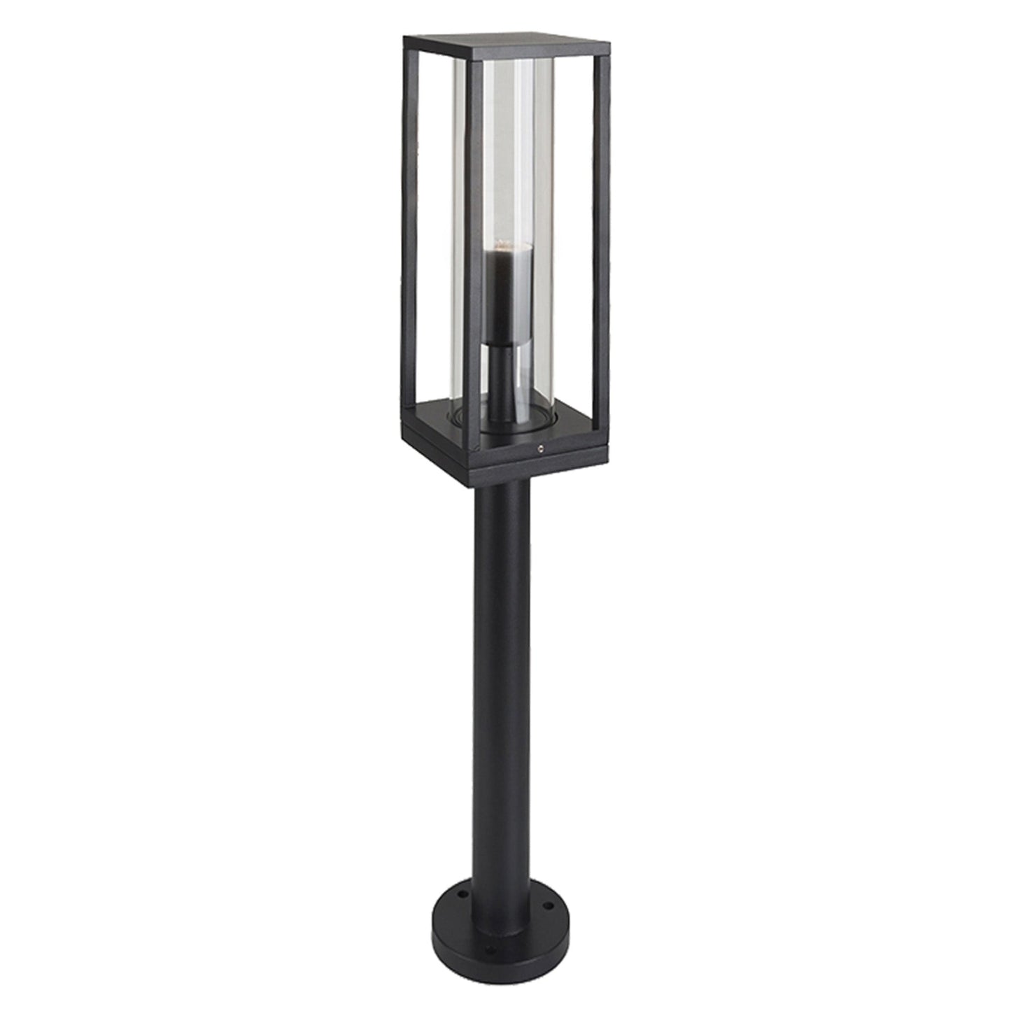 LED's Light LED Lantaarnpaal Tuinlamp met glazen ruiten - E27 fitting - IP44 - 80 cm - Zwart
