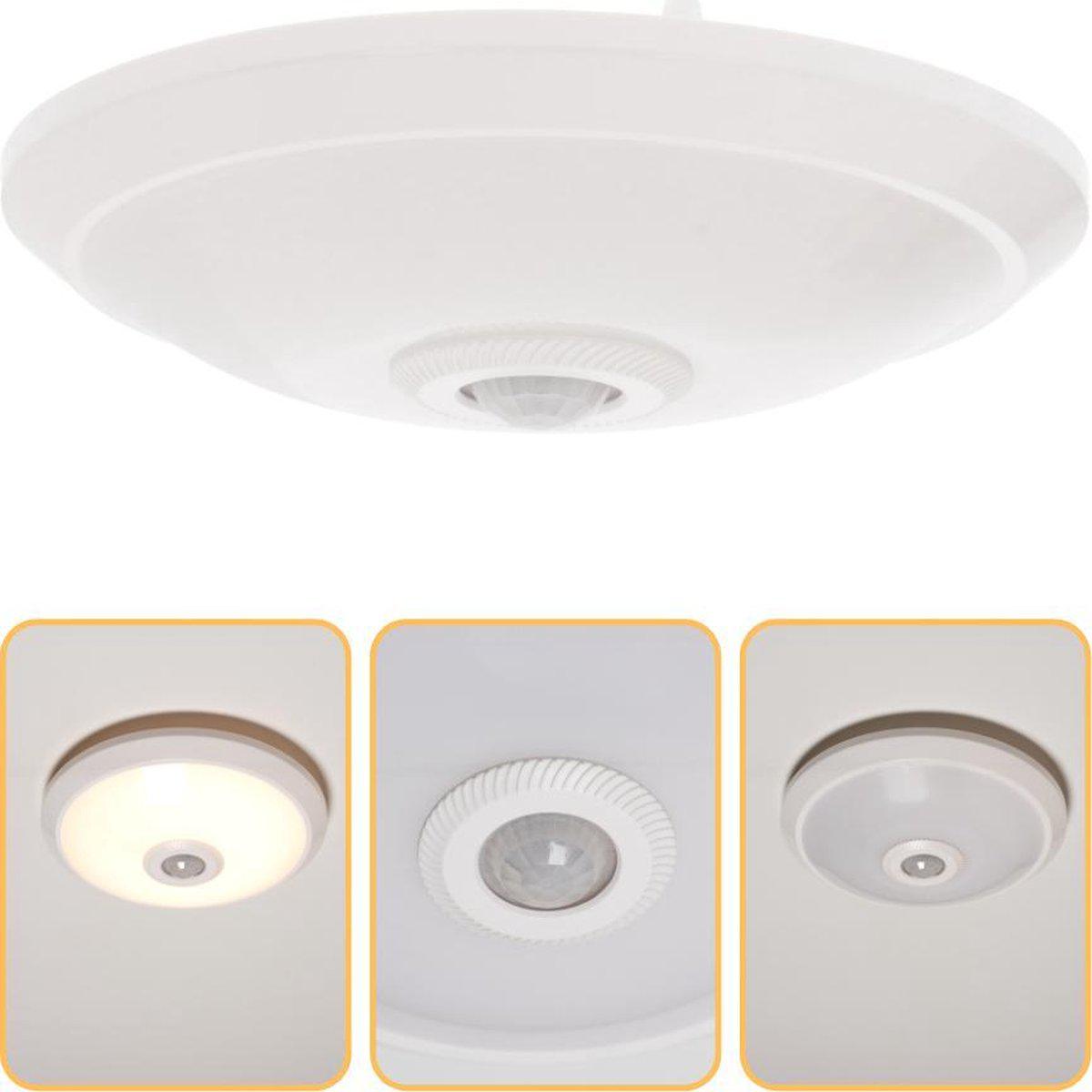 LED Plafondlamp 24 cm met bewegingssensor - Spatwaterdicht - Warm wit