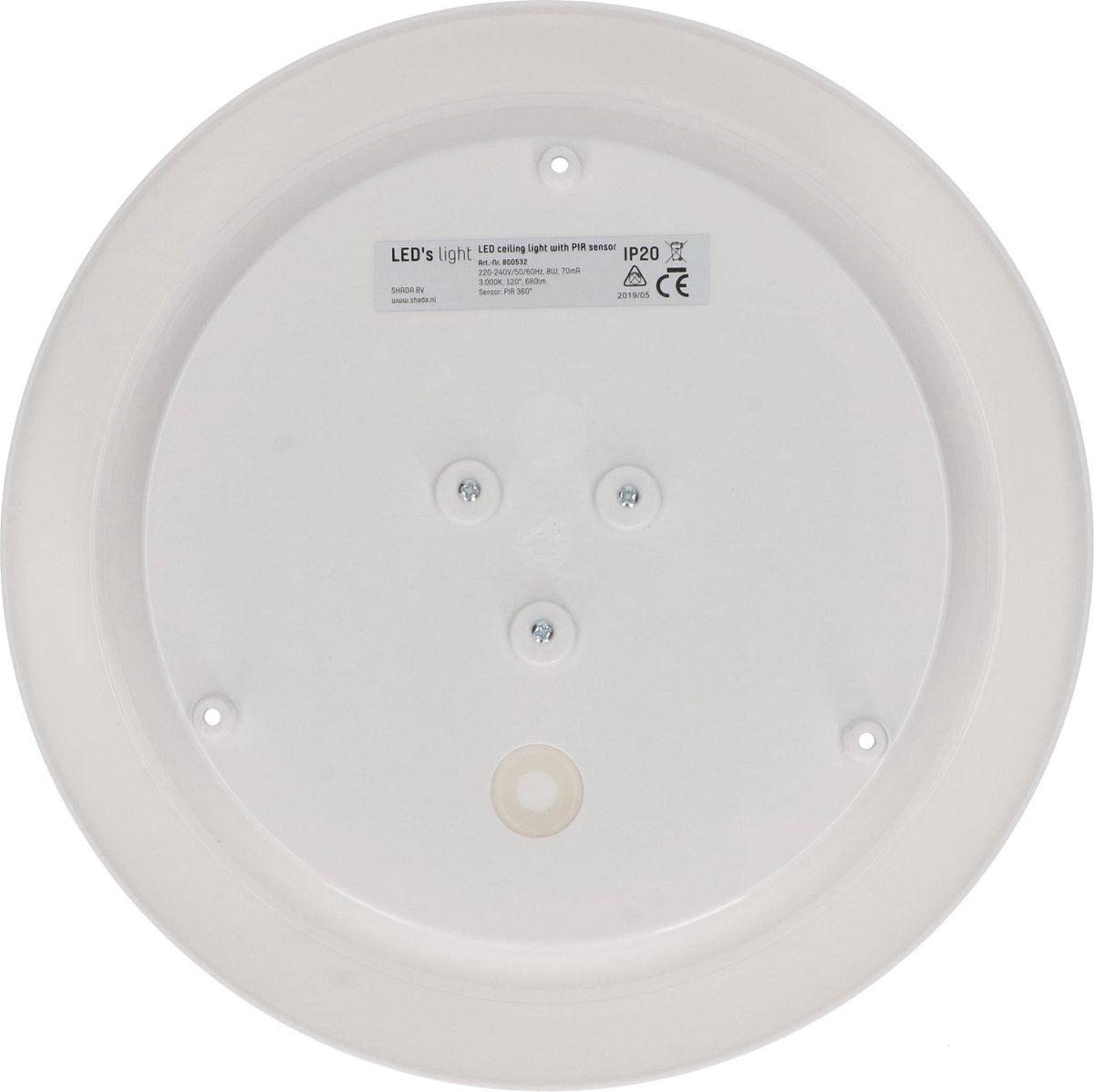 LED Plafondlamp 24 cm met bewegingssensor - Spatwaterdicht - Warm wit