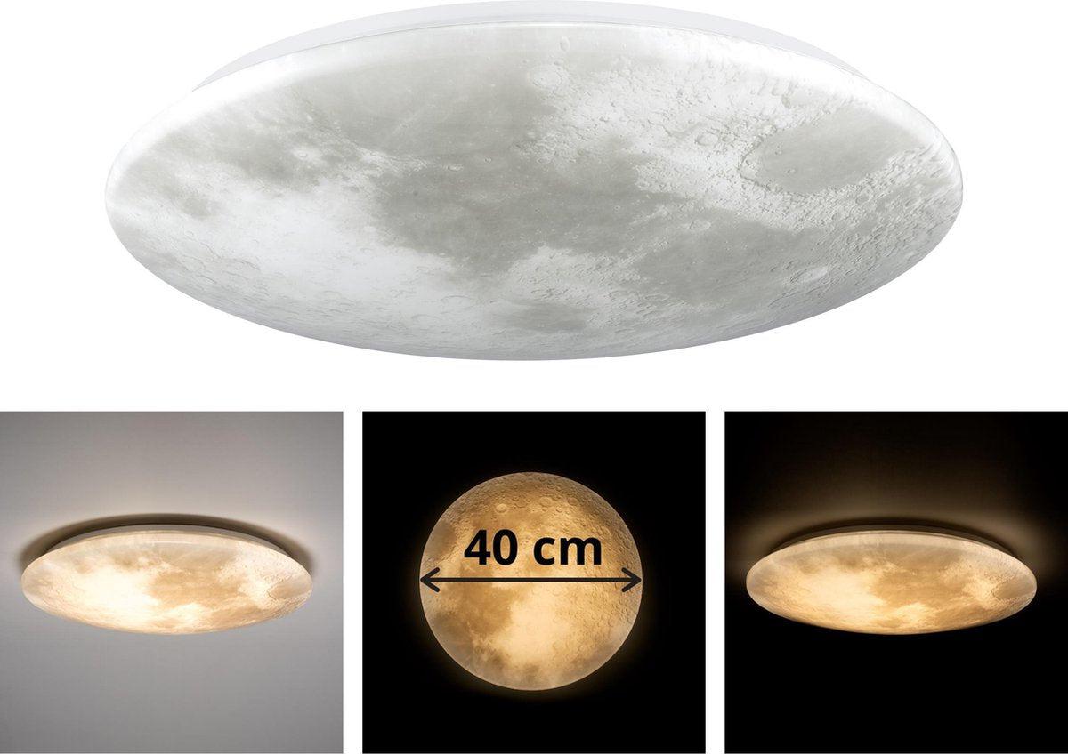 LED Plafondlamp maan voor slaapkamer - 40 cm - Dimbaar met afstandsbediening