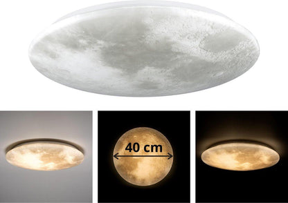 LED Plafondlamp maan voor slaapkamer - 40 cm - Dimbaar met afstandsbediening