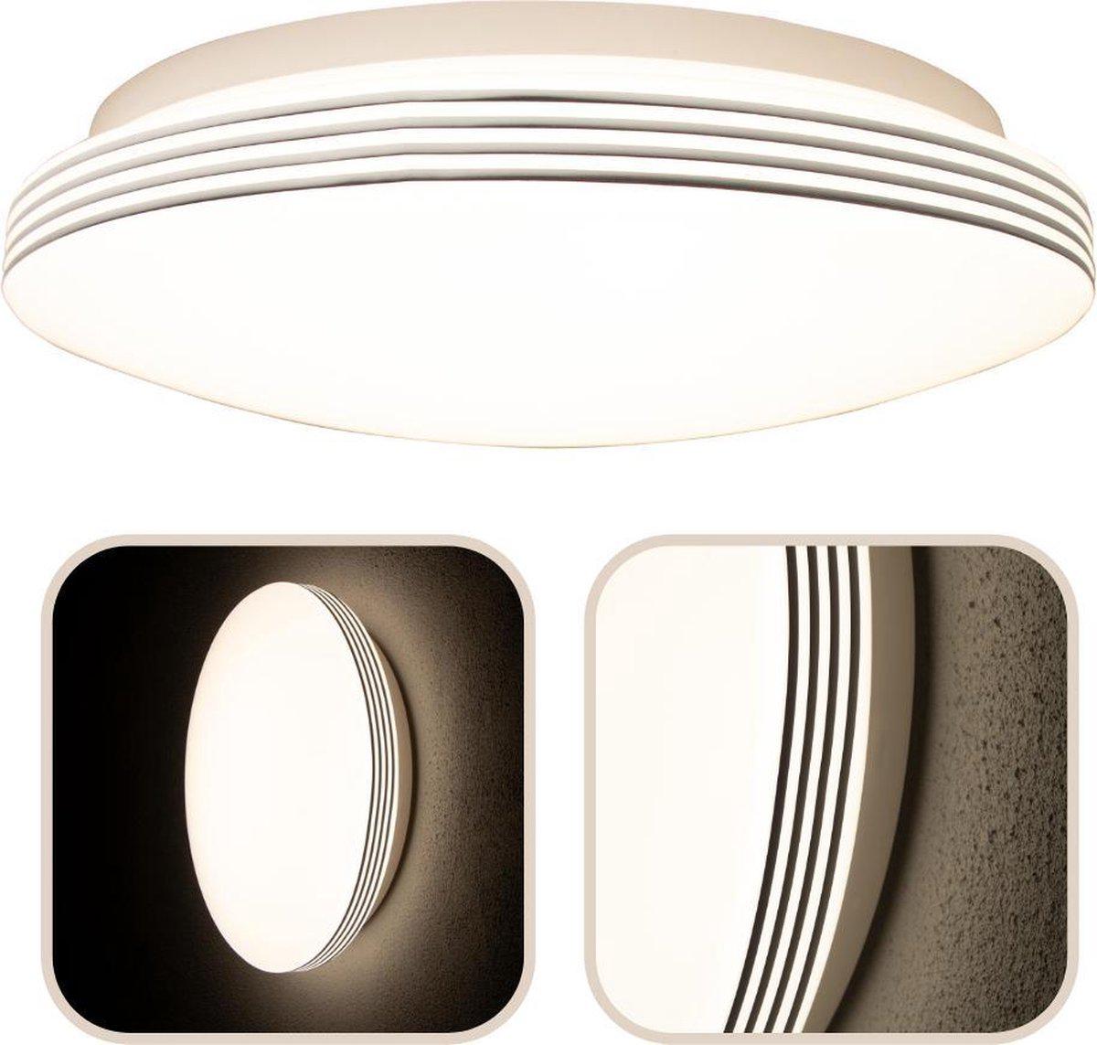 LED Plafondlamp rond 35 cm met ringen - Universeel - Spatwaterdicht - Warm wit licht