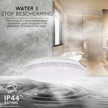 LED Plafondlamp rond 35 cm met ringen - Universeel - Spatwaterdicht - Warm wit licht