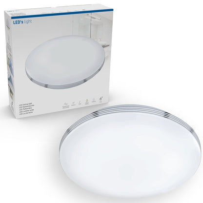 LED Plafondlamp rond 35 cm met ringen - Universeel - Spatwaterdicht - Warm wit licht