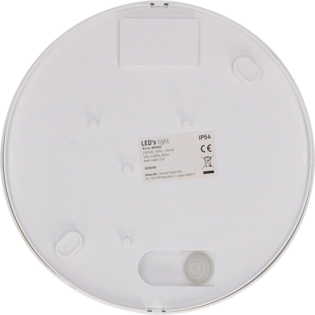 LED Plafondlamp voor buiten - Rond 21 cm - Koud wit licht - IP54 - 10W