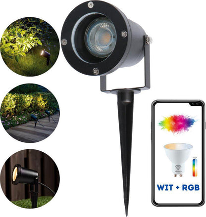 LED's Light LED Prikspot met Stekker - Kantelbaar - GU10 fitting - IP54 - Model Melfi - Zwart