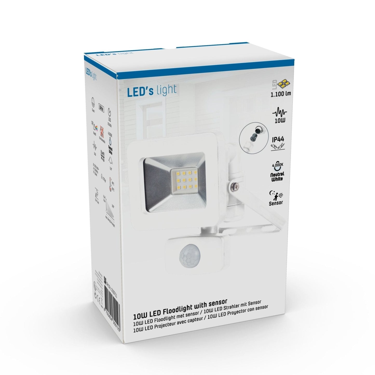 LED's Light Breedstraler 1100 - Met licht- en bewegingssensor - Binnen & Buiten - 10W - Wit