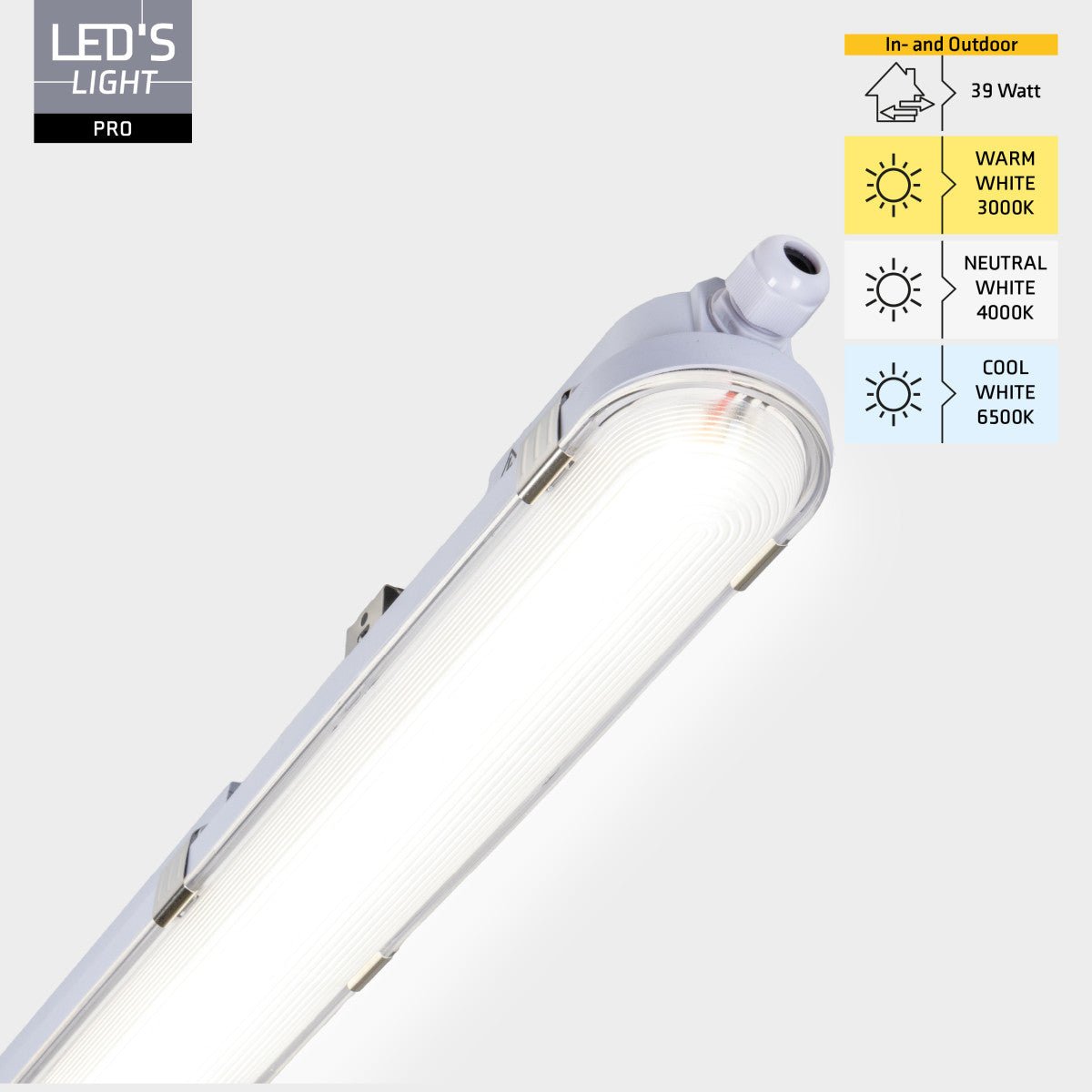 Comnox - LED's Light pro Koppelbaar CCT/Power select TL armatuur met Strip - Comfortabel werklicht voor professionele omgevingen - Veelzijdig en veilig - 150cm - IP65