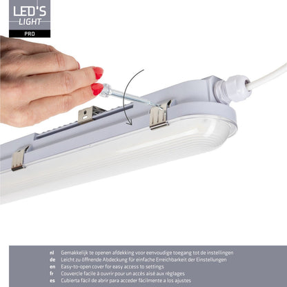 Comnox - LED's Light pro Koppelbaar CCT/Power select TL armatuur met Strip - Comfortabel werklicht voor professionele omgevingen - Veelzijdig en veilig - 150cm - IP65