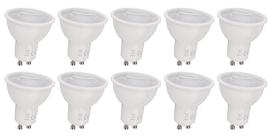 GU10 spot daglichtwit dimbaar - 10 stuks PAR16 bajonetsluiting | LED 6W ~ 510Lm = 42W halogeenlicht 120° - 6500K 230V