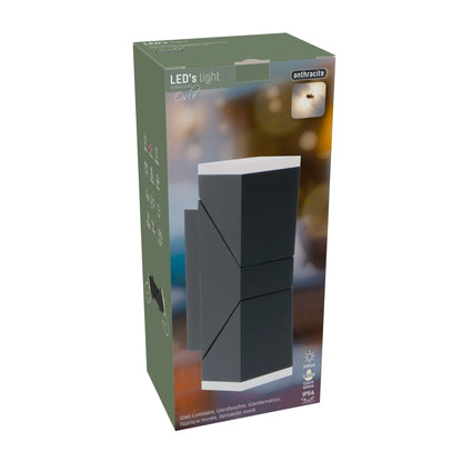 2 pack LED's Light 2-lichts LED Design Buitenlamp - Model Terni - Draaibaar - Warm wit - Antraciet