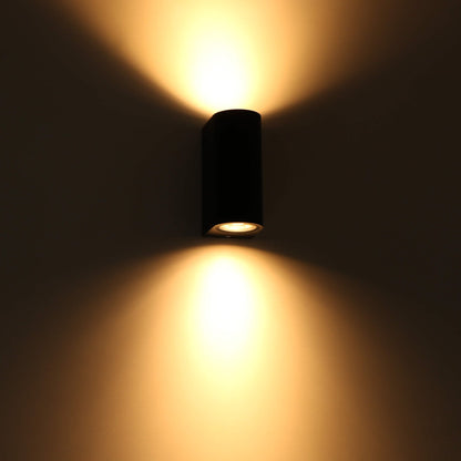 LED's Light LED Wandlamp buiten - Cilinder met 2 x GU10 fitting - Model Sapri - IP44 - Zwart