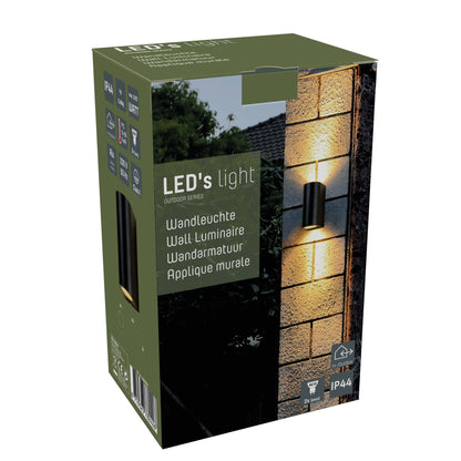LED's Light LED Wandlamp buiten - Cilinder met 2 x GU10 fitting - Model Sapri - IP44 - Zwart