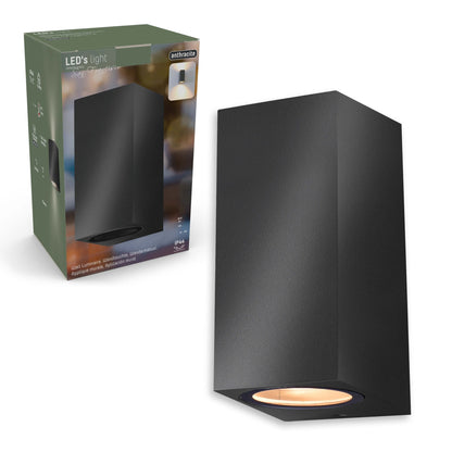 Comnox - NØRD Up&Down - Wandlamp buiten & binnen - Spatwaterdicht IP44 - Dual GU10 - Antraciet - Milaan