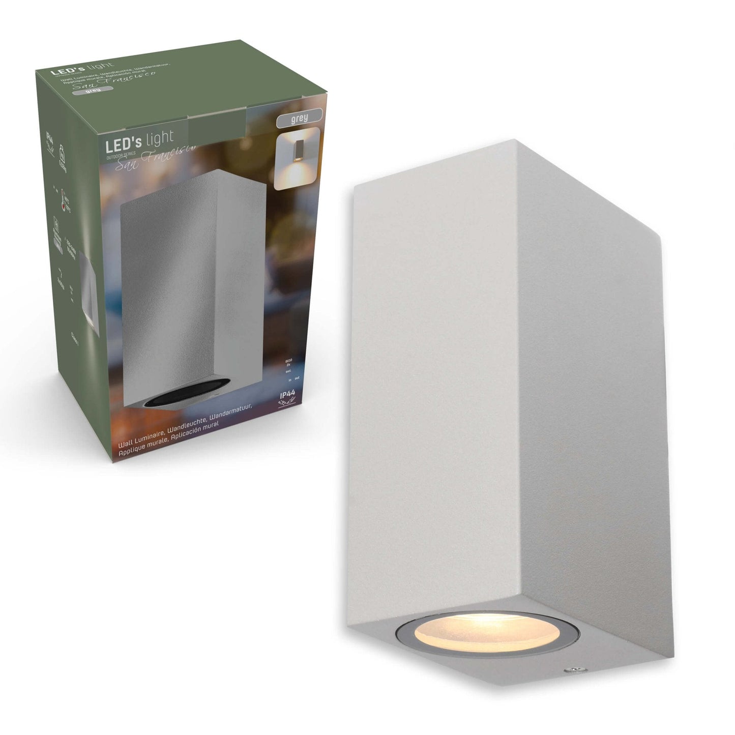 Comnox - Milaan - Wandlamp Buiten en Binnen - Spatwaterdicht IP44 - Aluminium Constructie - Warm of Koud Wit Licht - Rechthoekig Grijs