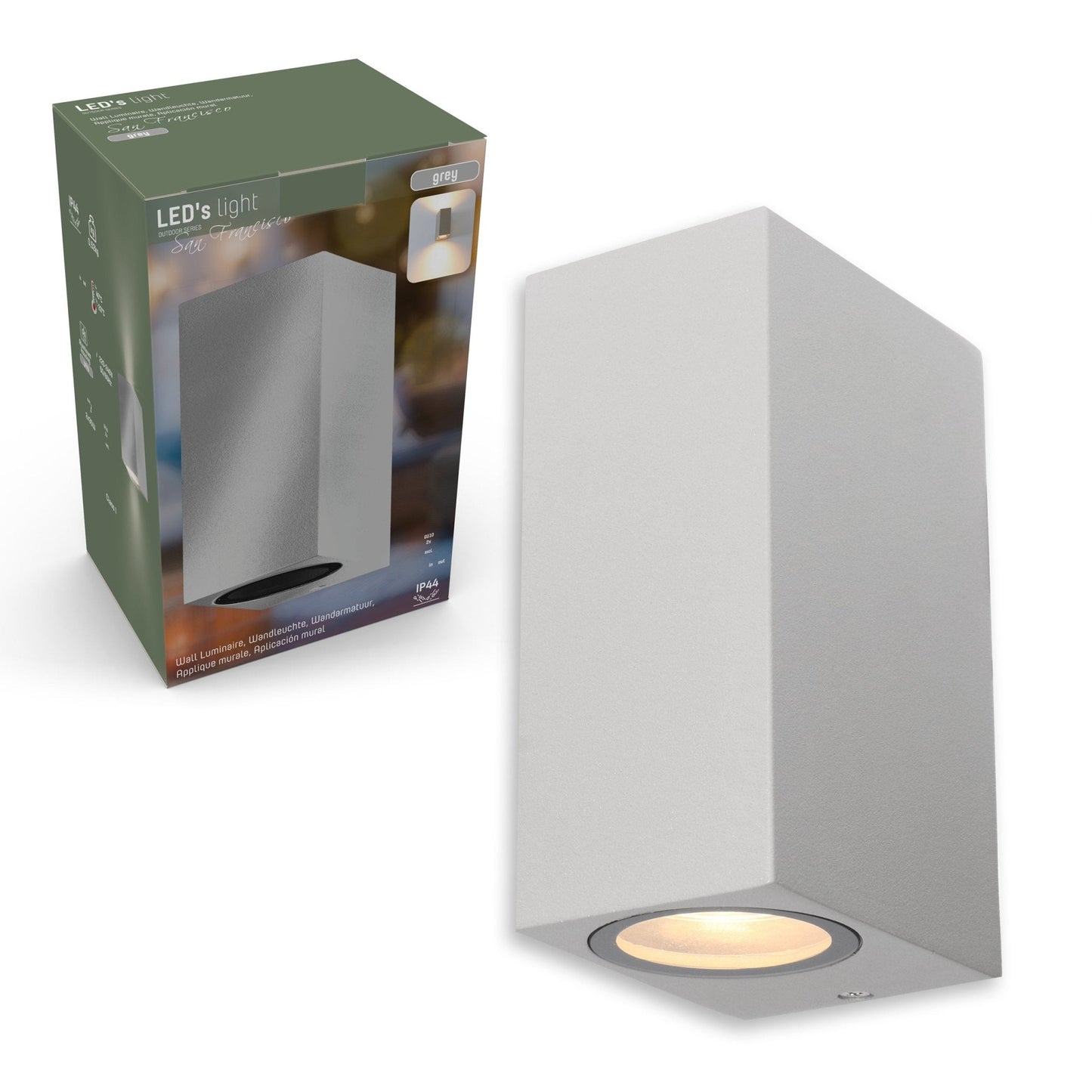 Comnox - Milaan - Wandlamp Buiten en Binnen - Spatwaterdicht IP44 - Aluminium Constructie - Warm of Koud Wit Licht - Rechthoekig Grijs