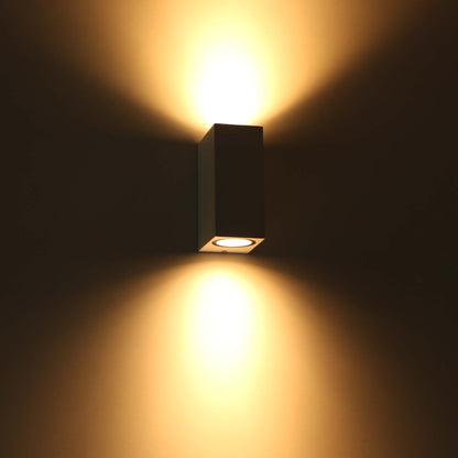 Comnox - NØRD Up&Down - LED's Light LED Buitenlamp met GU10 fitting - Rechthoek - IP44 - Wit - Milaan - Duurzame aluminiumwandlamp - 2‑richtingsverlichting - LED lamp, buiten, binnen