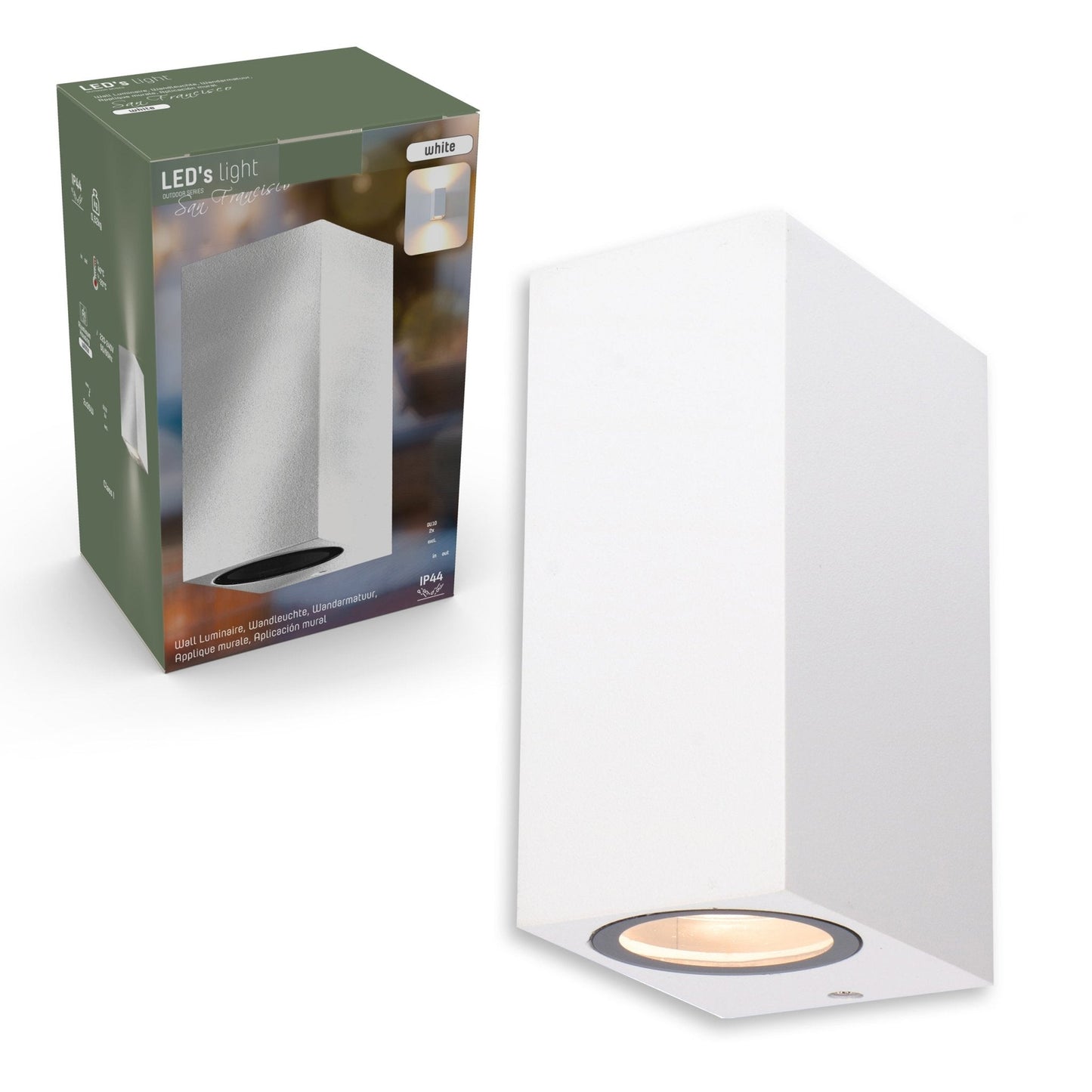 NØRD Up&Down - LED's Light LED Buitenlamp met GU10 fitting - Rechthoek - IP44 - Wit - Model Milaan