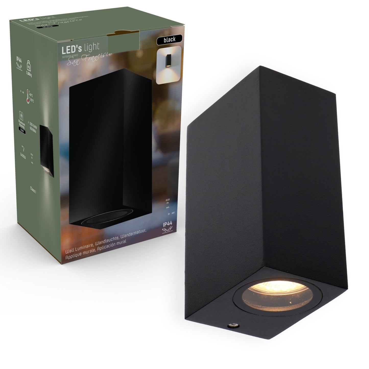 NØRD Up&Down - LED's Light LED Buitenlamp met GU10 fitting - Rechthoek - IP44 - Zwart - Model Milaan